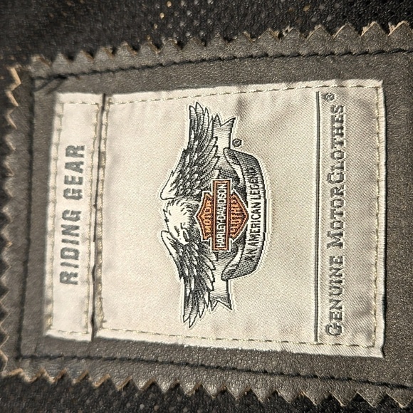 Harley-Davidson Leather Jacket Size 1W Unique Distressed Black Yellow Ivory - Picture 13 of 15